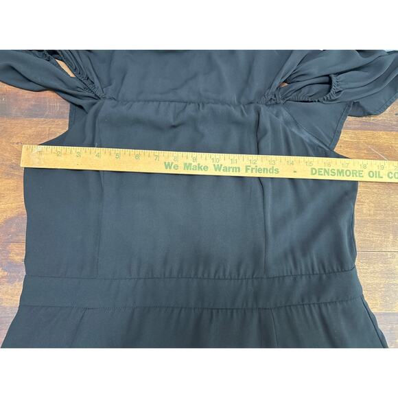 Women's Miami Black Dress Off The Shoulder Sleeves Lace Detail & Chiffon Large - Picture 10 of 11